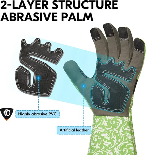 Vista 2 de Vgo... 1 par de guantes de jardinería para mujer, guantes de trabajo de seguridad, guantes de manga larga, a prueba de pinchazos, pantalla táctil