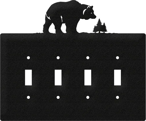 Vista 7 de SWEN Products Bear Wildlife - Placa de pared (interruptor simple, negro)