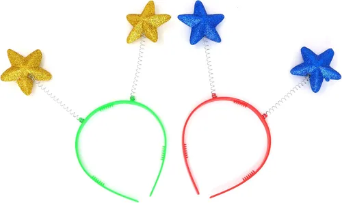 Vista 5 de Diademas con cabeza de antena con purpurina, formas novedosas de arco iris, 12 piezas