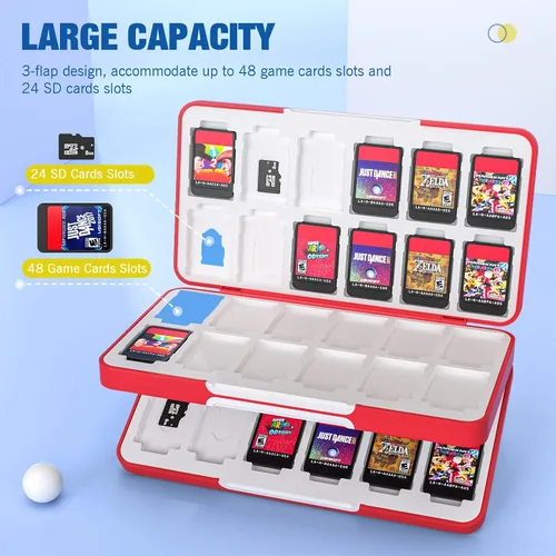 Vista 2 de MoKo Funda de 48 tarjetas de juego compatible con Nintendo Switch OLED 2021SwitchSwitch Lite funda de soporte para juegos Switch para tarjetas