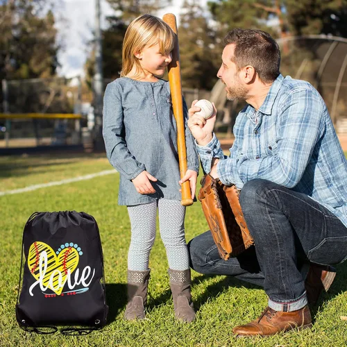 Vista 7 de Softball Drawstring Bags Softball Drawstring Backpack Sport Pack Cinch Sack Shoulder Bag