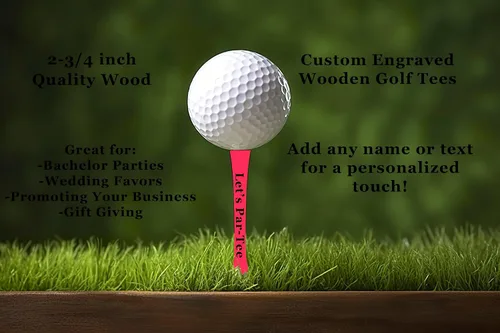 Vista 3 de 100 camisetas de golf de madera rosa personalizadas de 2 3/4 pulgadas • Sube tu propio texto