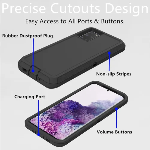 Vista 3 de Funda protectora resistente para Samsung Galaxy S20 Plus, a prueba de polvo, a prueba de golpes, protección contra caídas, 3 en 1, para Samsung Negro