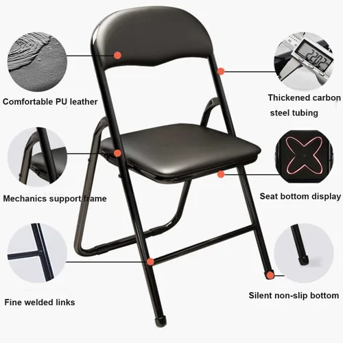 Vista 3 de Sillas plegables de metal, alta capacidad de hasta 350 libras, con asientos acolchados resistentes, asiento plegable apilable para eventos, fiestas
