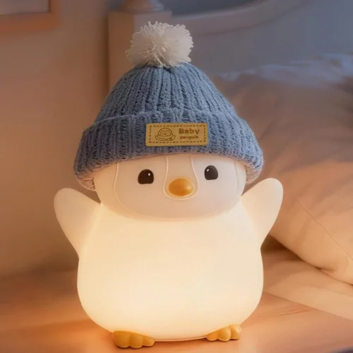 Vista 10 de FAMIDUO Luz nocturna de pato, bonita lámpara de pato DoDo, luz de noche de silicona blanda regulable para guardería de bebé con temporizador, luz