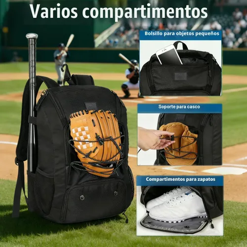Vista 4 de MATEIN Mochila de Béisbol, Bolsa de Bate de Sóftbol con Compartimento para Zapatos para Jóvenes, Niños y Adultos, Bolsa de Béisbol Ligera con Gancho
