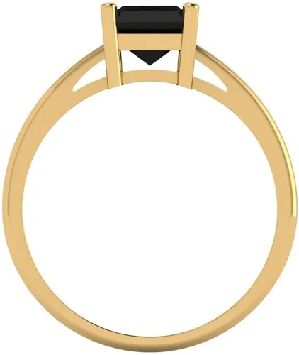 Vista 4 de Anillo de 2.0 quilates de talla esmeralda brillante con solitario de ónice negro natural impecable, ideal para VVS1, 4 puntas, compromiso, boda