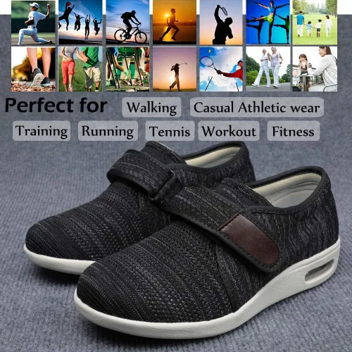 Vista 6 de Mei MACLEOD Zapatos para diabéticos para mujer, zapatos con edema para pies hinchados, zapatos anchos para caminar para personas mayores fascitis