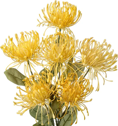 Vista 10 de Hollyone Flores artificiales azules de crisantemo de 33 pulgadas, 2 piezas, arreglo floral de mamá araña, flores artificiales grandes con 3 cabezas