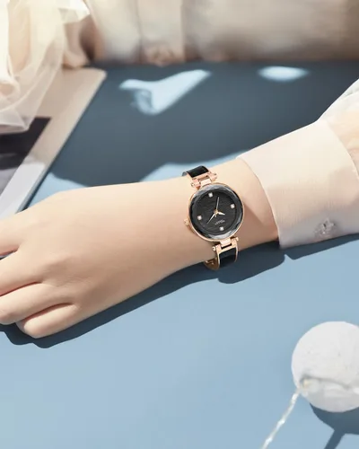 Vista 2 de Reloj de cuarzo para mujer, relojes analógicos de cuarzo de moda impermeables para mujer