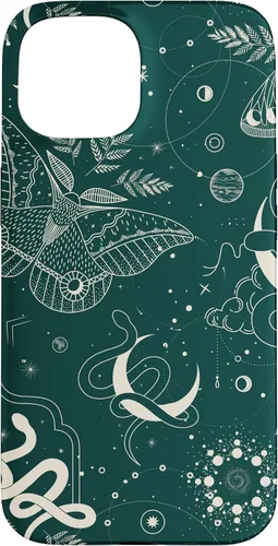 Vista 6 de Dark Green Mystical Witchcore Celestial Night Moth & Snake Case para iPhone 16