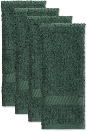 Vista 2 de DII Basic Terry Collection Juego de Paños de Cocina Waffle, 15x26, Verde Oscuro Sólido, 4 Piezas