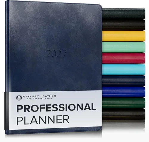 Vista 23 de Gallery Leather Professional Weekly Monthly Planner 2027, Elegantly Bound Calendar Planner and Notebook with Stylish Gold-Gilded Page Edges, 12