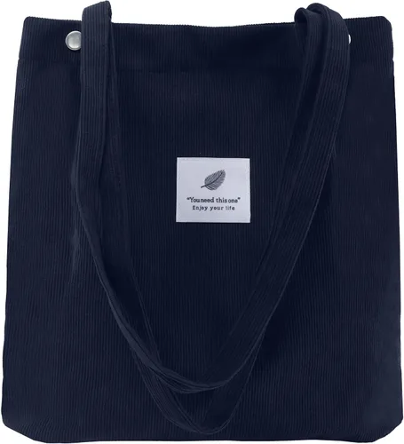 Vista 15 de Bolsa Tote de Pana para Mujeres Pequeña Bolsa de Lona para Hombro Bolsa de Mano de Pana con Bolsillo Interior 02 Verde Ejército