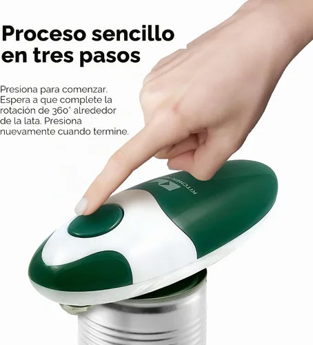 Vista 3 de Kitchen Mama Auto 2.0 Abridor de latas eléctrico: la cuchilla abre casi cualquier lata de pop o refresco - Automático, manos libres, seguro, borde
