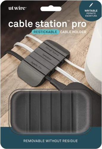 Vista 8 de Cable Station Pro - Soporte de cable e identificador para HDMI, centro multimedia en mesas de escritorio, color beige