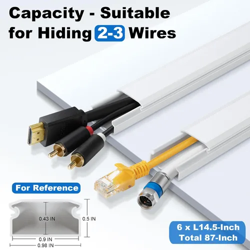 Vista 2 de ZhiYo Kit de Pared para Ocultar Cables, Cubierta de Cable de 87 Pulgadas para TV Montada en Pared, Cubiertas de Alambre para Cables, Ocultadores