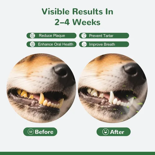 Vista 3 de Polvo para limpieza dental de perros, polvo dental para perros para eliminar el sarro y quitar la placa, aliento fresco para perros con mezcla