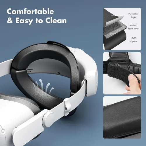 Vista 6 de Gina Head Strap with 8000mAh Battery Pack for MetaOculus Quest 2, Adjustable Elite Strap Replacement for Enhanced Support, Fast Charging