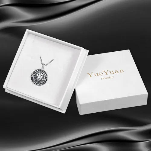 Vista 6 de YueYuan Collar de león para hombre, plata de ley 925, colgante de león, collar de animal, joyería de león, regalos para hombres, marido y niño