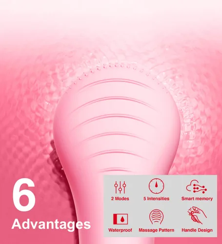 Vista 4 de NågraCoola CLIE Cepillo de limpieza facial, limpiador facial eléctrico impermeable y recargable para hombres y mujeres, exfoliante, masaje y Rosa