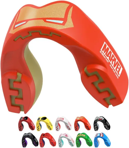 Vista 18 de Marvel Protector bucal deportivo, protector bucal de doble capa para adultos y jóvenes con estuche (bestia, junior (hasta 11 años)) Youth <11