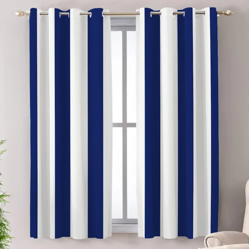 Vista 18 de Shrahala Cortinas republicanas de elefante americano para ventanas de cocina, paneles de cortina de ventana de poliéster multicapa con rayas rojas