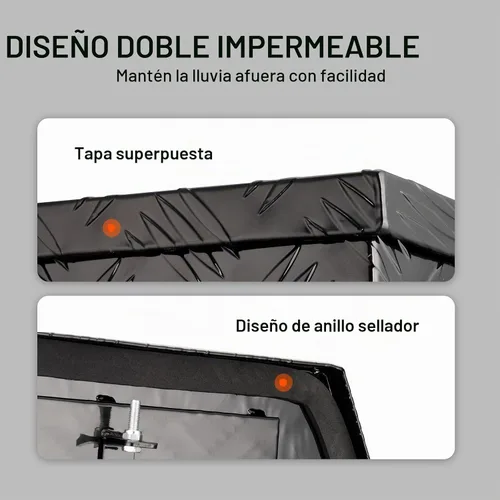 Vista 4 de VEVOR Caja para Lengüeta de Remolque, Cofre de Herramientas de Cajas para Lengüeta de Placa Diamantada de Aleación de Aluminio, Caja