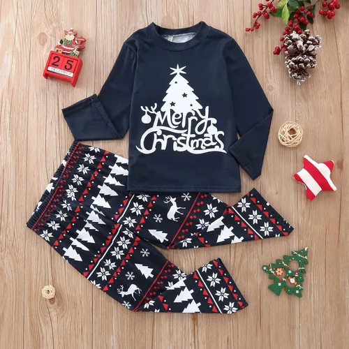 Vista 2 de Pijamas de Navidad para la familia, conjunto de pijamas de Navidad 2023, ropa de dormir divertida con estampado de Papá Noel, pijamas familiares a