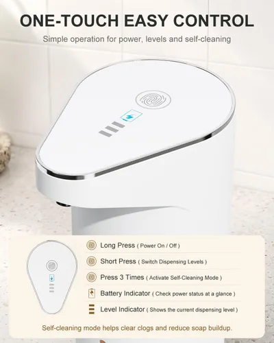 Vista 7 de Fantictas Dispensador automático de jabón líquido, 3 niveles para cocina y Blanco