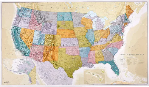 Vista 6 de Mapa de pared clásico de Estados Unidos, póster del mapa de Estados Unidos