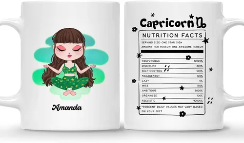Vista 15 de Gossby Taza de café personalizada con signo de acuario, taza personalizada de horóscopo de 11 onzas para mujeres con diseño, nombre, información