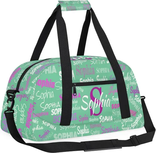 Vista 3 de Las muchachas de encargo del gimnasio del bolso de la danza de los deportes de la gimnasia personalizada, nombre clasificado del bolso de la noche