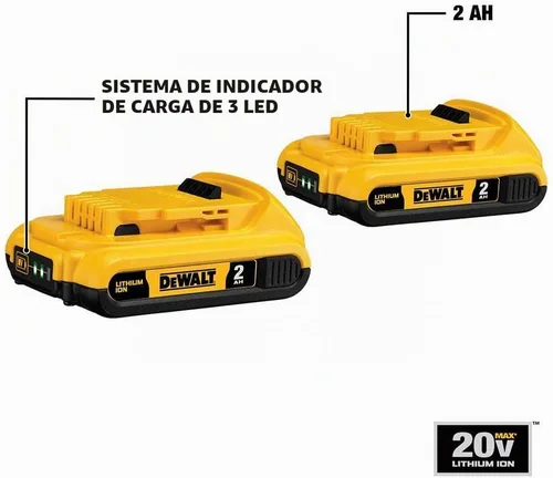 Vista 8 de DEWALT DCB203-2 20V 2 baterías compactas XR de iones de litio