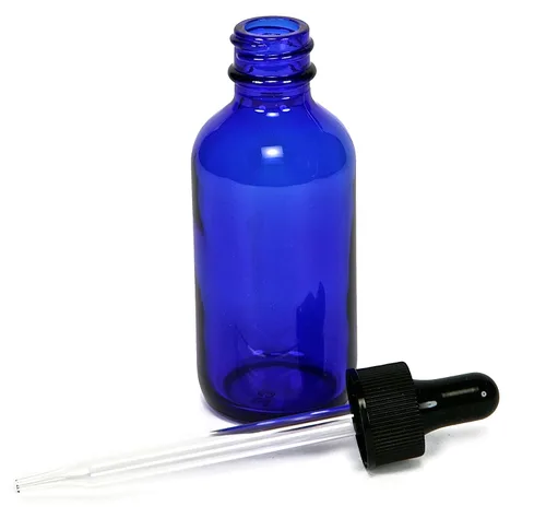 Vista 5 de 12 botellas de vidrio azul cobalto con goteros de vidrio para 2 oz
