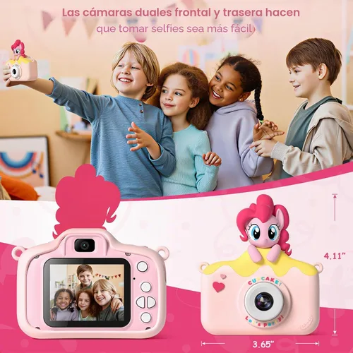Vista 4 de My Little Pony Hasbro - Cámara digital para niños de 3 a 12 años, cámara digital para niños y niñas, lente dual HD 1080P IPS, cámara digital
