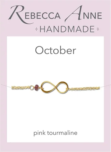 Vista 24 de Pulsera con dije de infinito con piedra natal, joyería hecha a mano, regalo para ella