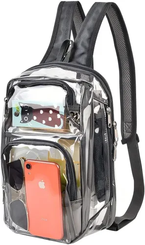 Vista 9 de Mochila transparente para eventos en estadios, aprobada para estadios de 12 x 8 x 4 See Through Backpack with Breathable Shoulder Straps
