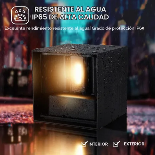 Vista 3 de SOKHNA Lámpara de pared impermeable de aluminio LED moderna,Luz de pared al aire libre,6W 3000K blanco cálido, IP65 impermeable al aire libre