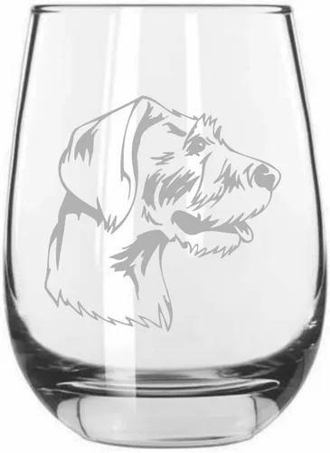 Vista 180 de Shar Pei (chino) - Vaso de vino sin tallo grabado para perro, 15.25 onzas