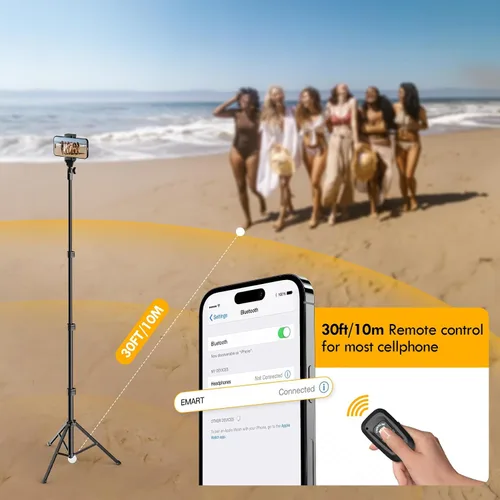 Vista 3 de EMART Soporte de trípode para teléfono celular de 52 pulgadas para iPhone, soporte ajustable para teléfono celular con control remoto, portátil