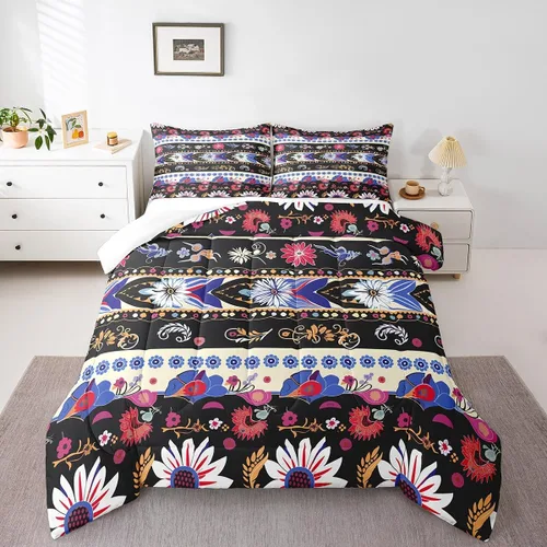 Vista 10 de Erosebridal Juego de ropa de cama damascada gótica para adultos, juego de edredón victoriano antiguo, edredón floral vintage gótico con diseño