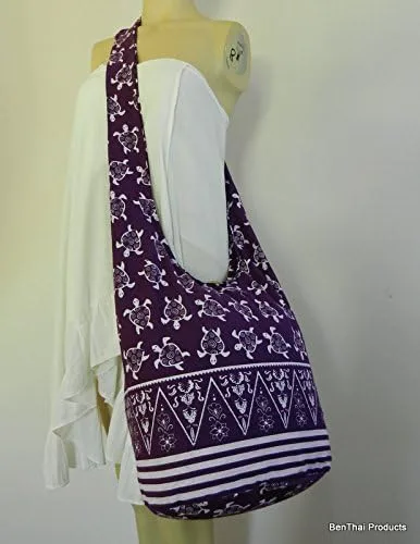 Vista 3 de BTP - Bolso bandolera para mujer, estilo hippie Hobo, algodón tailandés, estilo bohemio, tamaño grande