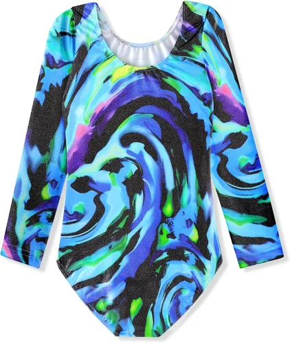 Vista 2 de Leotardos de gimnasia para niñas con diseño de unicornio rosa, morado, chispeante, ropa de bailes Activewear de secado rápido