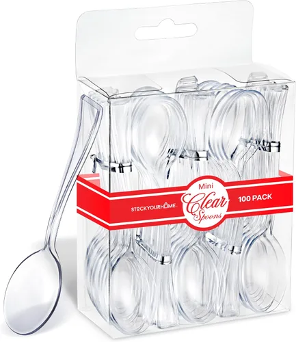 Vista 8 de Mini tenedores transparentes de 4 pulgadas (100 unidades) desechables de plástico para aperitivos para hora de cóctel, tenedores de postre