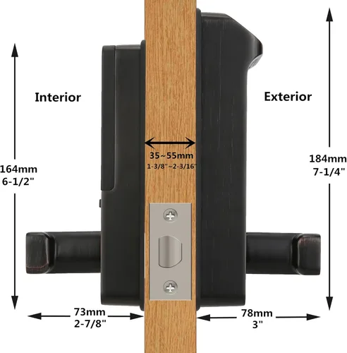 Vista 8 de Cerradura de puerta de huellas dactilares, control completo de aplicación resistente, teclado sin llave con mango reversible, perfecto para puertas