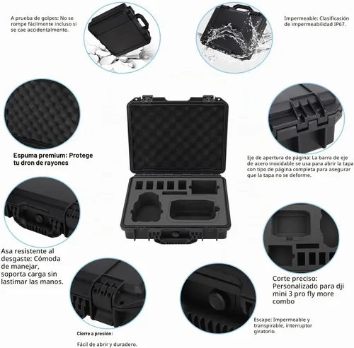 Vista 4 de Mini 4 Pro Case - Estuche portátil profesional de viaje rígido para DJI Mini 4 Pro Fly More Combo y accesorios para drones