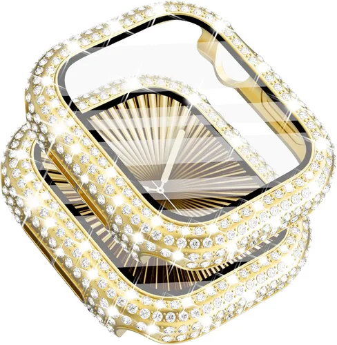 Vista 48 de Surace - Carcasa de 1.49 pulgadas compatible con Apple Watch con protector de pantalla, caja protectora general con diseño de diamantes brillantes