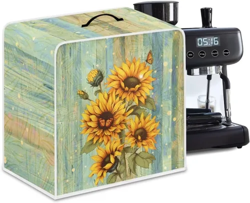 Vista 5 de Mumeson Funda para cafetera de girasol, extra grande, ligera, con asa, cubierta para máquina de café, tostadora, cubierta a prueba de polvo