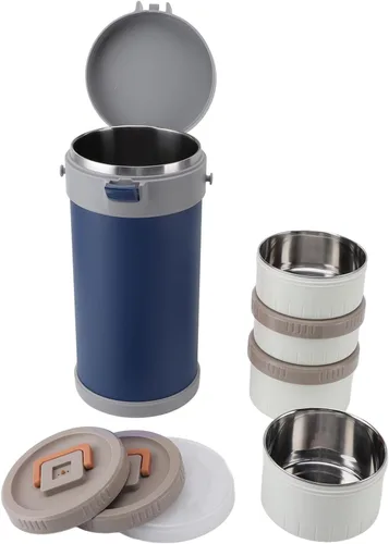Vista 9 de para alimentos calientes, acero inoxidable 304 2.9L apilable aislado tarro de alimentos con 4 niveles, a prueba de fugas, lonchera térmica al vacío